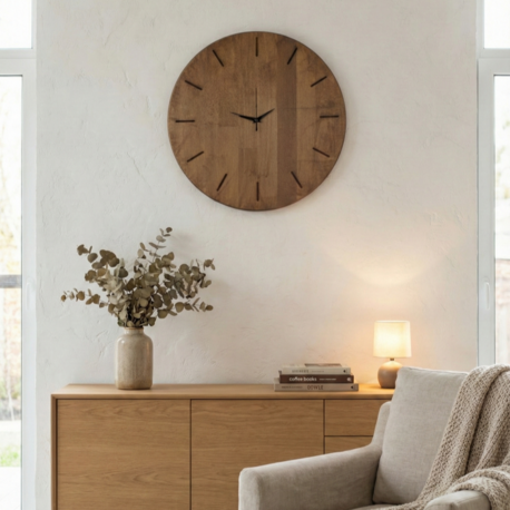 Retro İstasyon Tarzı: Çerçeve Detaylı Kayın Ağacı Saat (40 cm)
