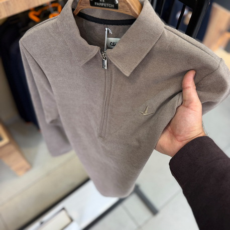 (İTHAL KUMAŞ) Yarım Fermuarlı Premium Sweat