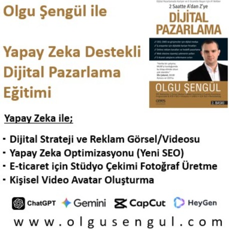 Yapay Zeka Destekli Dijital Pazarlama Eğitimi (açıklamayı okuyunuz)
