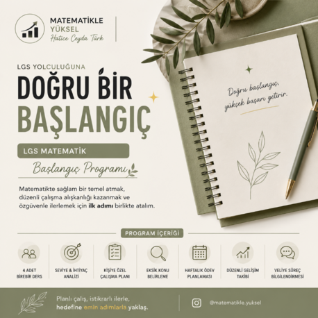LGS Matematik Başlangıç Programı (4 ders-1ay)
