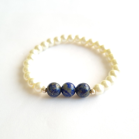 lapis lazuli İnci bileklik 