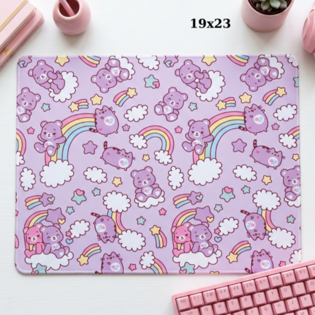 Sevimli Ayıcık ve Gökkuşağı Desenli Bilek Destekli Mousepad – Cute Pastel Mouse Pad