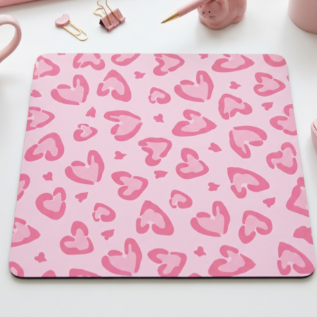 Soyut Kalp Desenli Mousepad – Aesthetic Minimal Pink Heart Mouse Pad, Modern Masa Aksesuarı