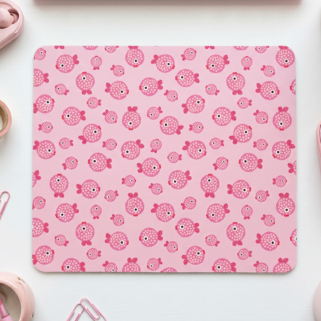Sevimli Balık Desenli Mousepad – Kawaii Aesthetic Pembe Mouse Pad, Masa Aksesuarı