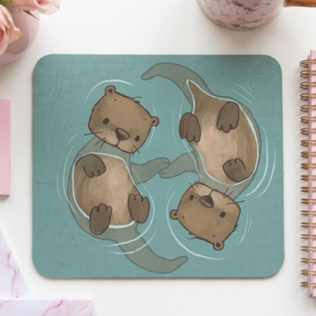 Sevimli Su Samuru Desenli Mousepad – Kawaii Aesthetic Otter Mouse Pad, Tatlı Masa Aksesuarı