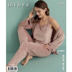Mihra 3’lü Kadife Bayan Pijama Takımı 