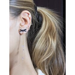 Black Ribbon Kristal Sarkıntılı Küpe