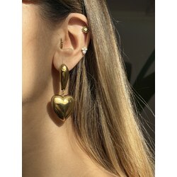 Heart Stainless Steel 18K Altın Kaplama Küpe