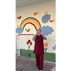 Bordo soft licralı KISA KOL 90 cm takım 