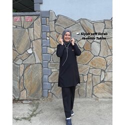 SİYAH  SOFT LİCRALI 90 cm TESETTÜR TAKIM 