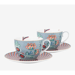 Pip Studio Mavi Porselen Çay Fincan Seti 280 Ml Flower Festival