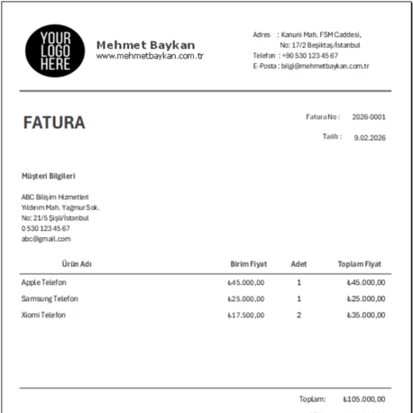 Excel Fatura Programı