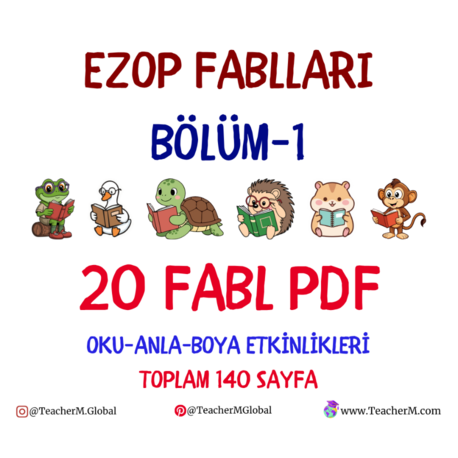 Ezop Fablları Bölüm 1 – Oku, Anla, Boya PDF Seti