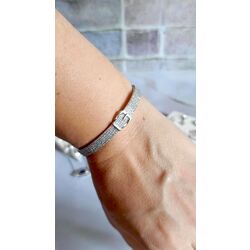 Silver Zirkon Taşlı Kemer Detay Kelepçe