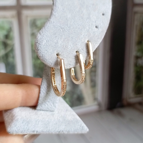 Gold Oval Üçlü Halka Küpe Seti
