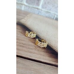 Gold Yıldız Detaylı Halka Küpe