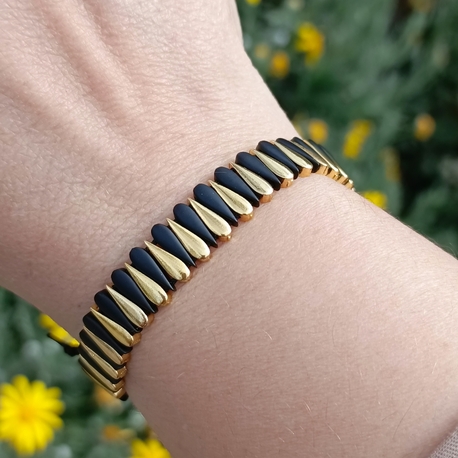 Siyah-Gold Damla Model Asansörlü Bileklik