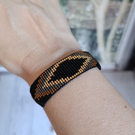 Siyah-Bakır-Gold Blok Miyuki Bileklik