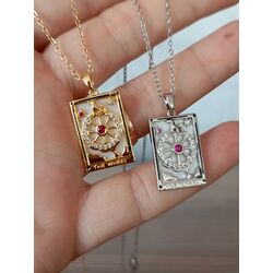 Kader Çarkı (Wheel of Fortune) Çelik Tarot Kolye