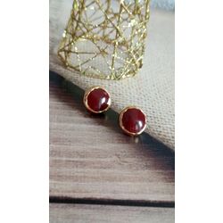 Bordo Düğme Küpe