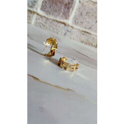 Marka Model Taşlı Altıgen Gold Küpe