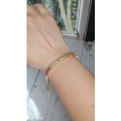 Zirkon Taş Detaylı Gold Plaka Model Bileklik