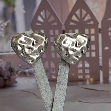 Dövme Plaka Mat Silver Kalp Küpe