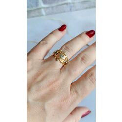 Taş Detaylı Gold Yüzük