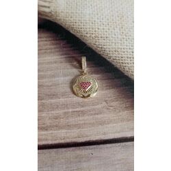 Kırmızı Taşlı Kalp Charm