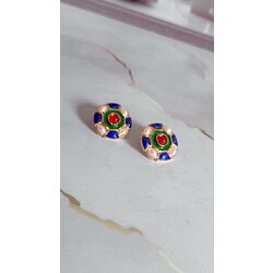 Lacivert Bej Yeşil Mineli Küpe