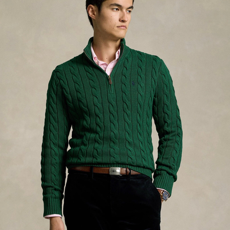 RL yeşil Half-zip %100 cotton Knitwear