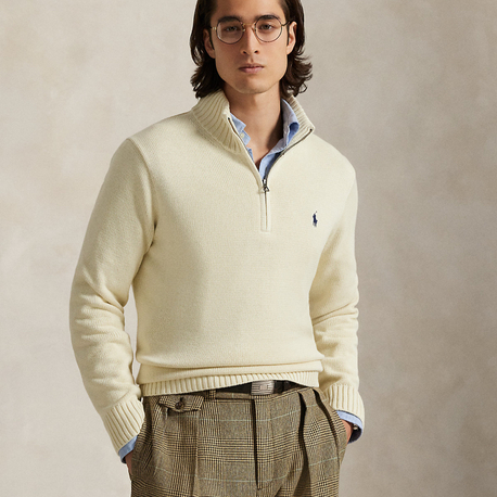 RL  Beyaz Half-Zip %100 Cotton 