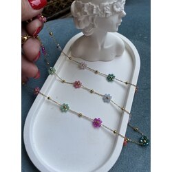 Çelik renkli taş çiçek kolye bileklik set