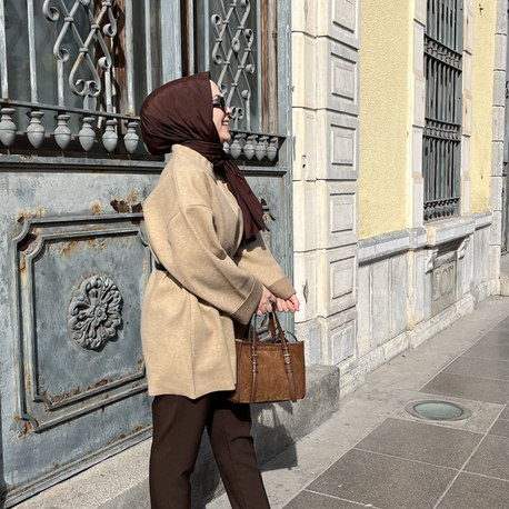 Kaşe Dokulu Oversize Kazak