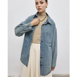 Cepli Denim Kot Ceket-Mavi