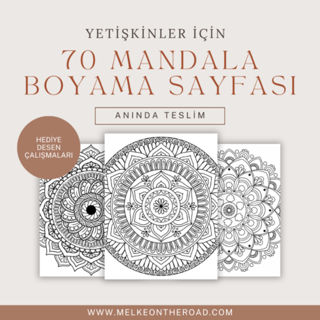 Yazdırılabilir Mandala Boyama Sayfaları (70 mandala boyama sayfası + desen kağıtları)