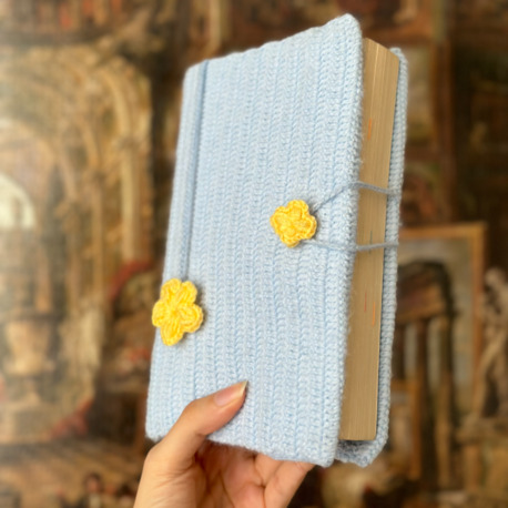 Mavi Sarı Çiçekli Kitap Kılıfı