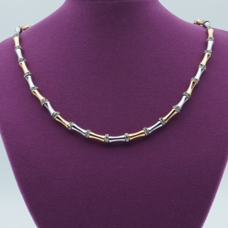 İki Renk Bambu Kolye (Gold/Silver)