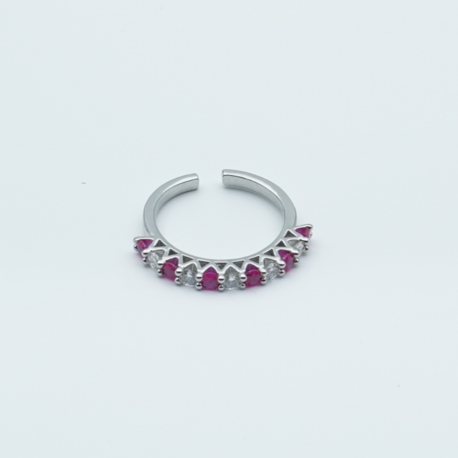 Renkli Taşlı Minimal Eklem Yüzüğü (Pembe & Yeşil)