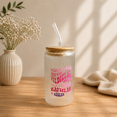 Bambu kapaklı bardak- pembe
