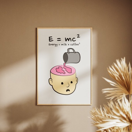 Funny E=mc2 Coffee Poster - Cafe & Home Decor