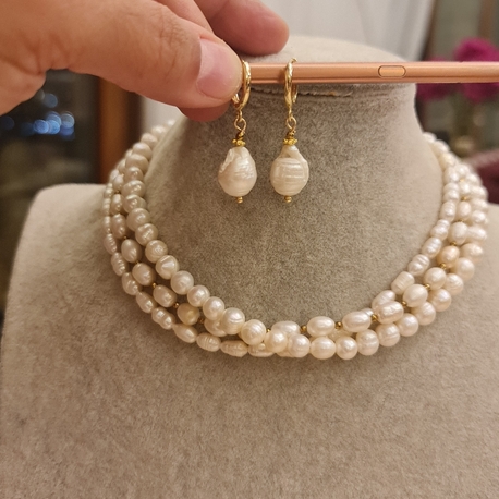 Gerçek İnci Küpe ve Kolye