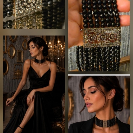 Faset Kesim Oniks Doğaltaş Choker Kolye