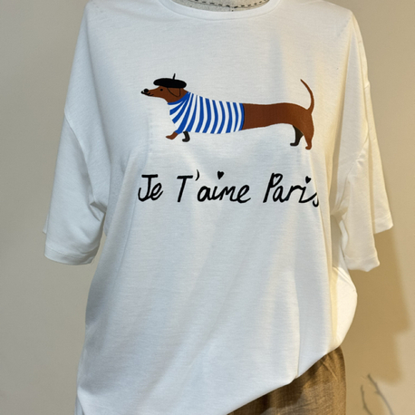 Uzun köpek figürlü Tshirt 