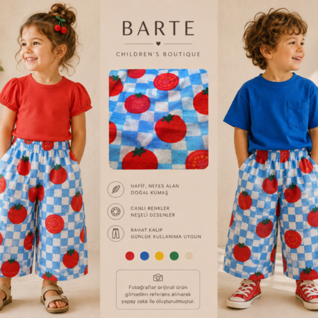 Domates güzeli müslin balon pantolon