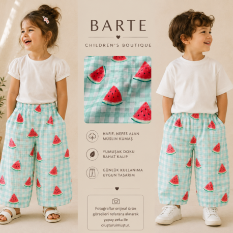 Karpuz güzeli poplin balon pantolon 