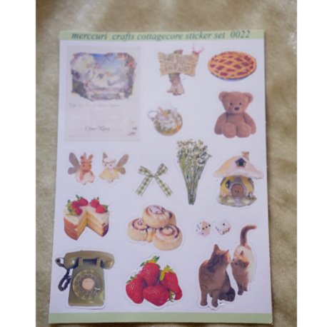  cottagecore sticker etiket kağıdı (16 adet sticker) ajanda defter scrapbooking folklore