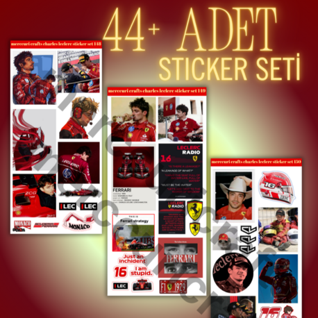 Charles Leclerc F1 Sticker Seti (34+ adet, Yüksek Kaliteli) - Defter, Ajanda