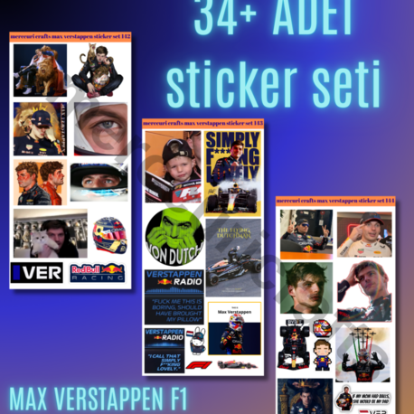 Max Verstappen F1 Sticker Seti (34+ adet, Yüksek Kaliteli) - Defter, Ajanda