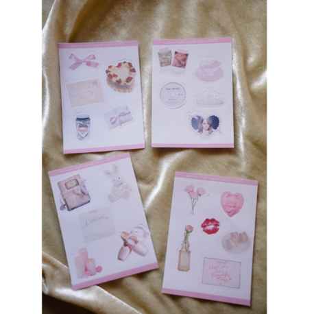 4'lü Sticker 21 Adet Soft Coquette Lana Del Rey Pembe Estetik Sticker Etiket Planner Ajanda Lap